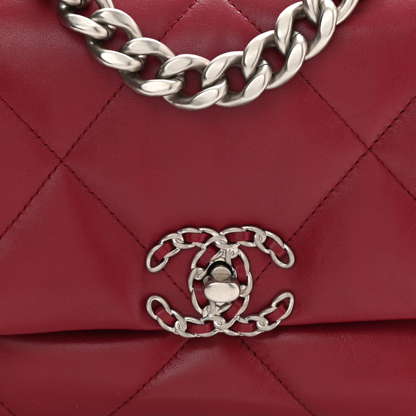 Lambskin Quilted Medium Chanel 19 Flap Dark Red