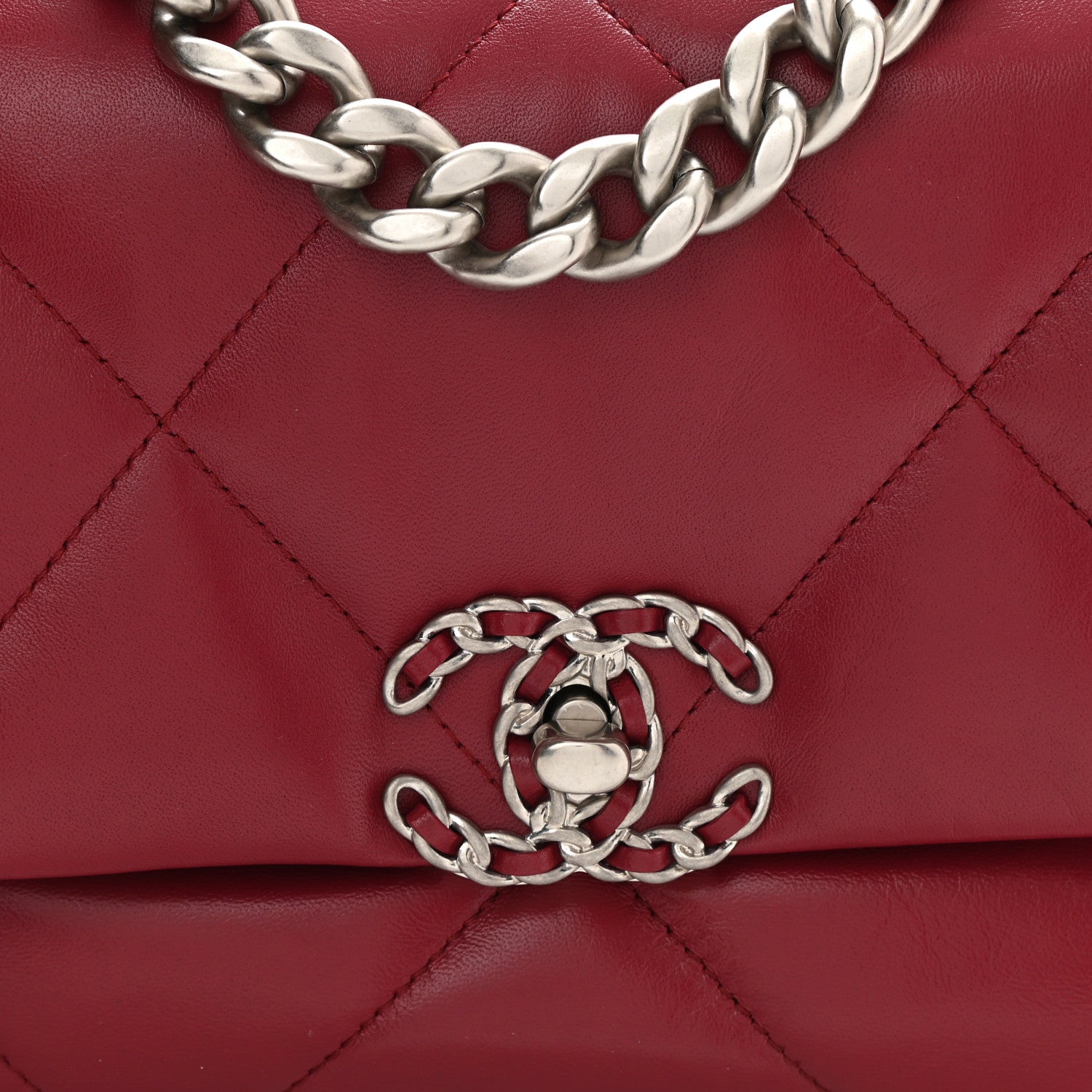 Chanel Lambskin Quilted Medium Chanel 19 Flap Dark Red 8 of 10
