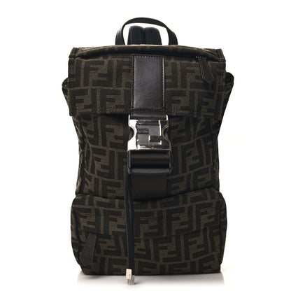 Fendi Recycled Fabric Jacquard Vitello Astro FF 1974 Small Fendiness Backpack Tobacco Moro Black 1 of 10