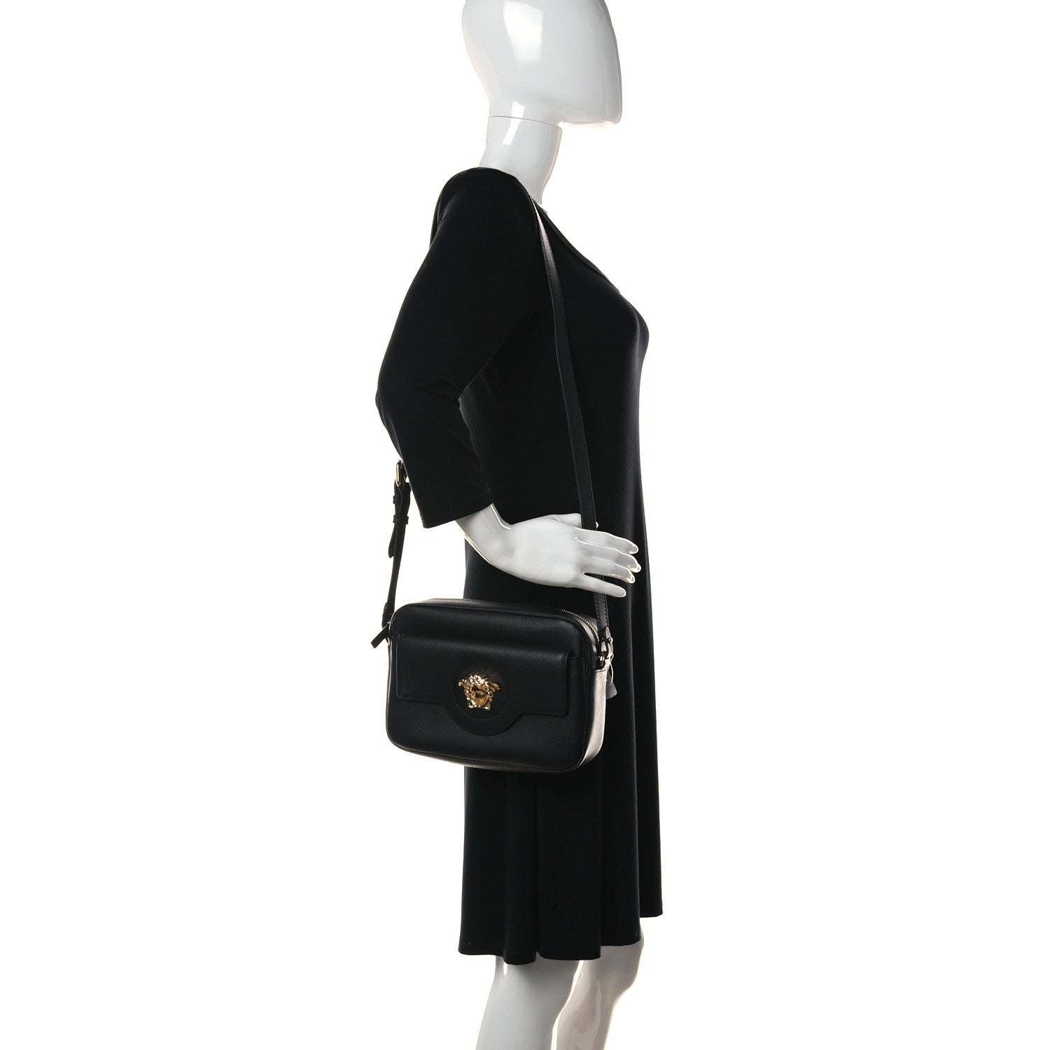 Versace Grained Calfskin Medusa Camera Bag Black 2 of 9