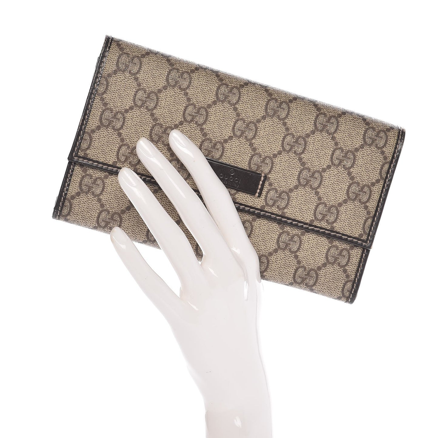 GG Plus Monogram Joy Continental Snap Oranizer Wallet Beige Ebony Dark Brown