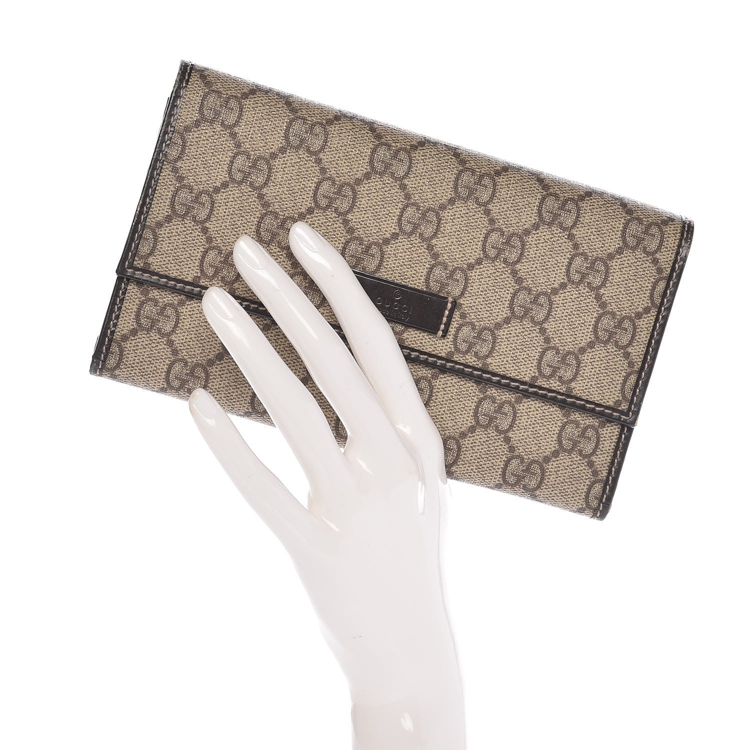 Gucci GG Plus Monogram Joy Continental Snap Oranizer Wallet Beige Ebony Dark Brown 2 of 7