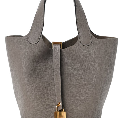 Hermes Taurillon Clemence Picotin Lock 18 PM Gris Asphalte 8 of 11