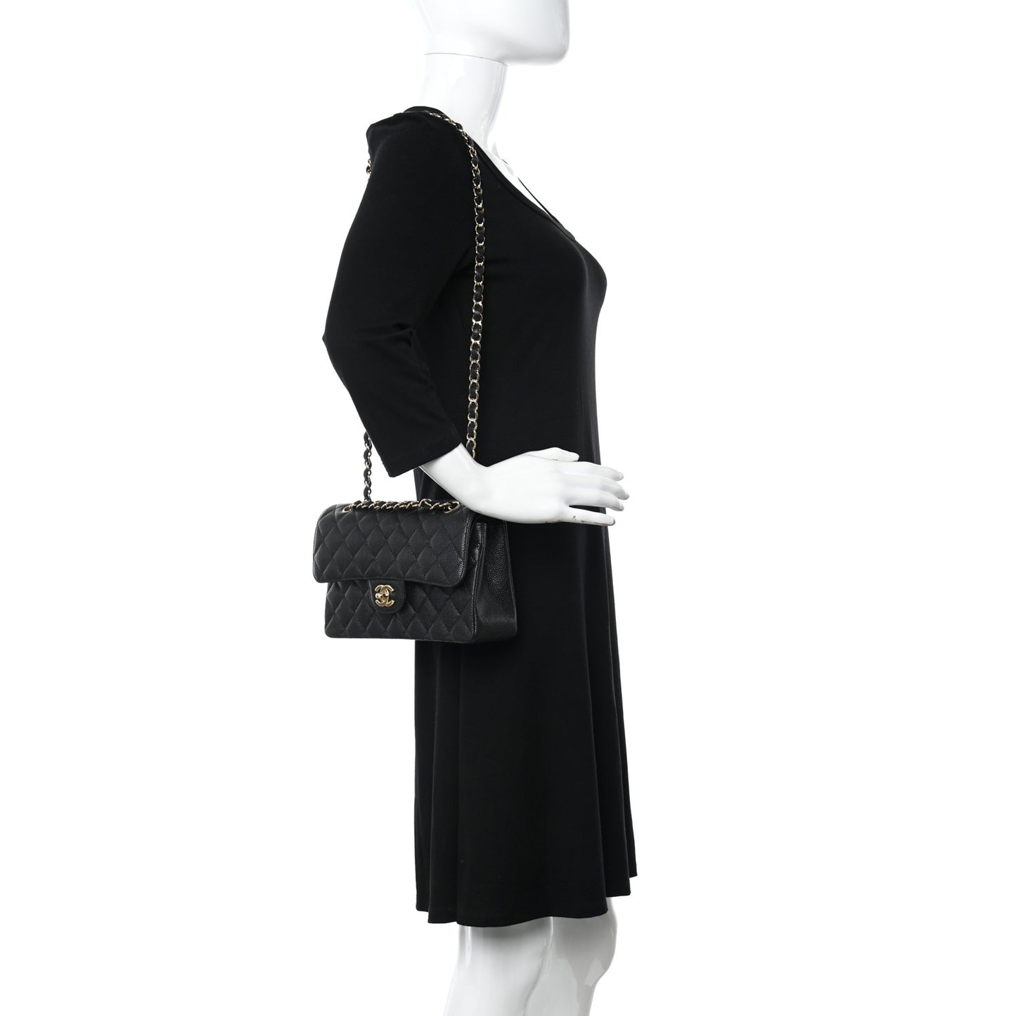 Caviar Quilted Small Double Flap Black