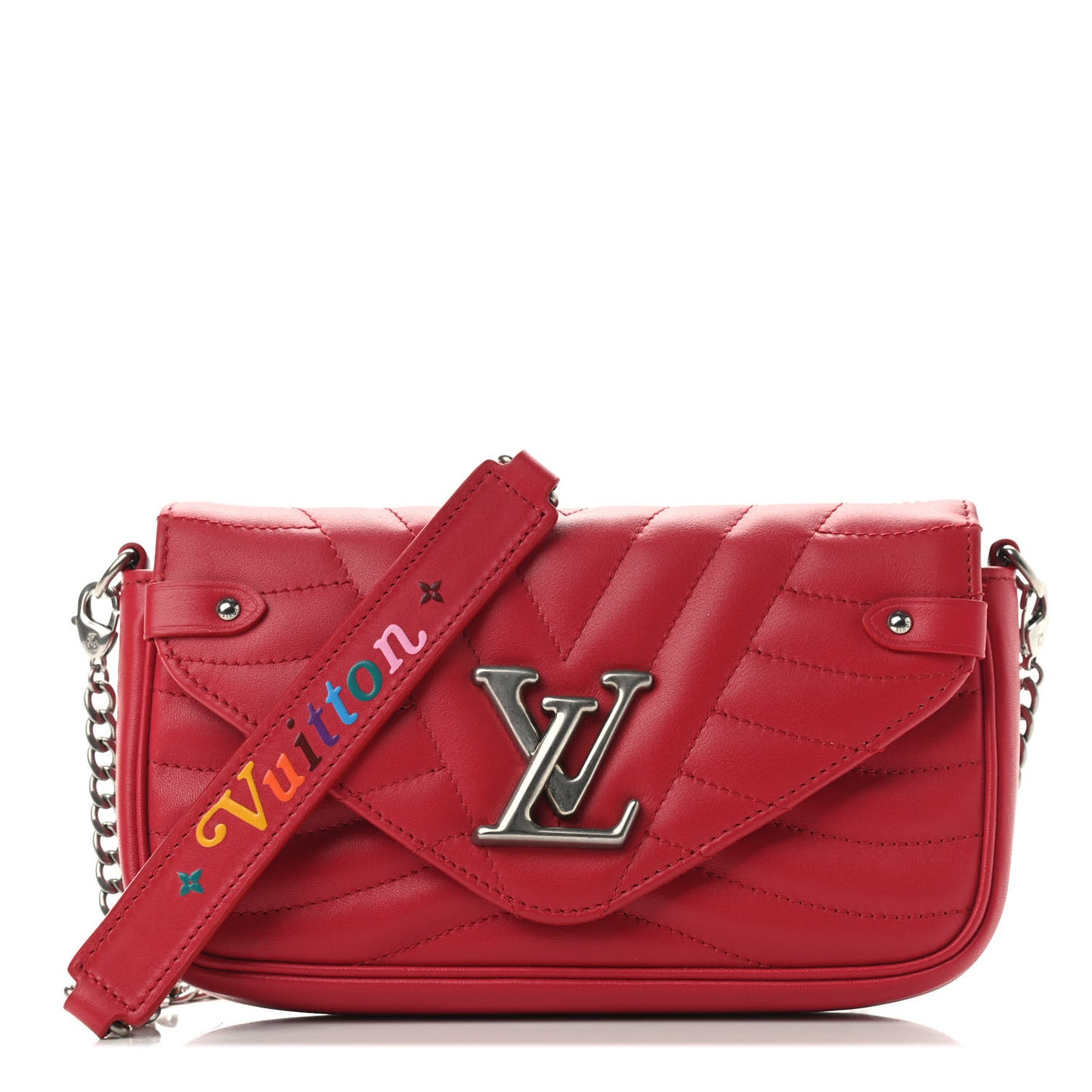 Calfskin New Wave Chain Pochette Scarlet