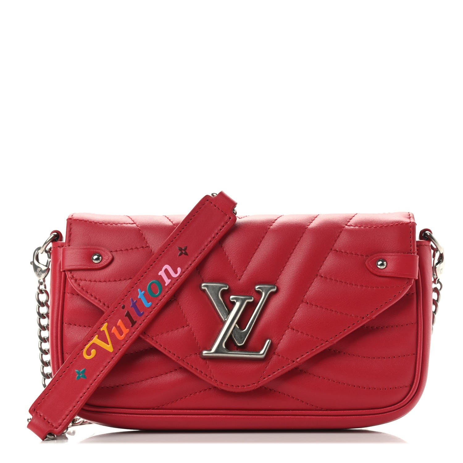 Louis Vuitton Calfskin New Wave Chain Pochette Scarlet 1 of 9