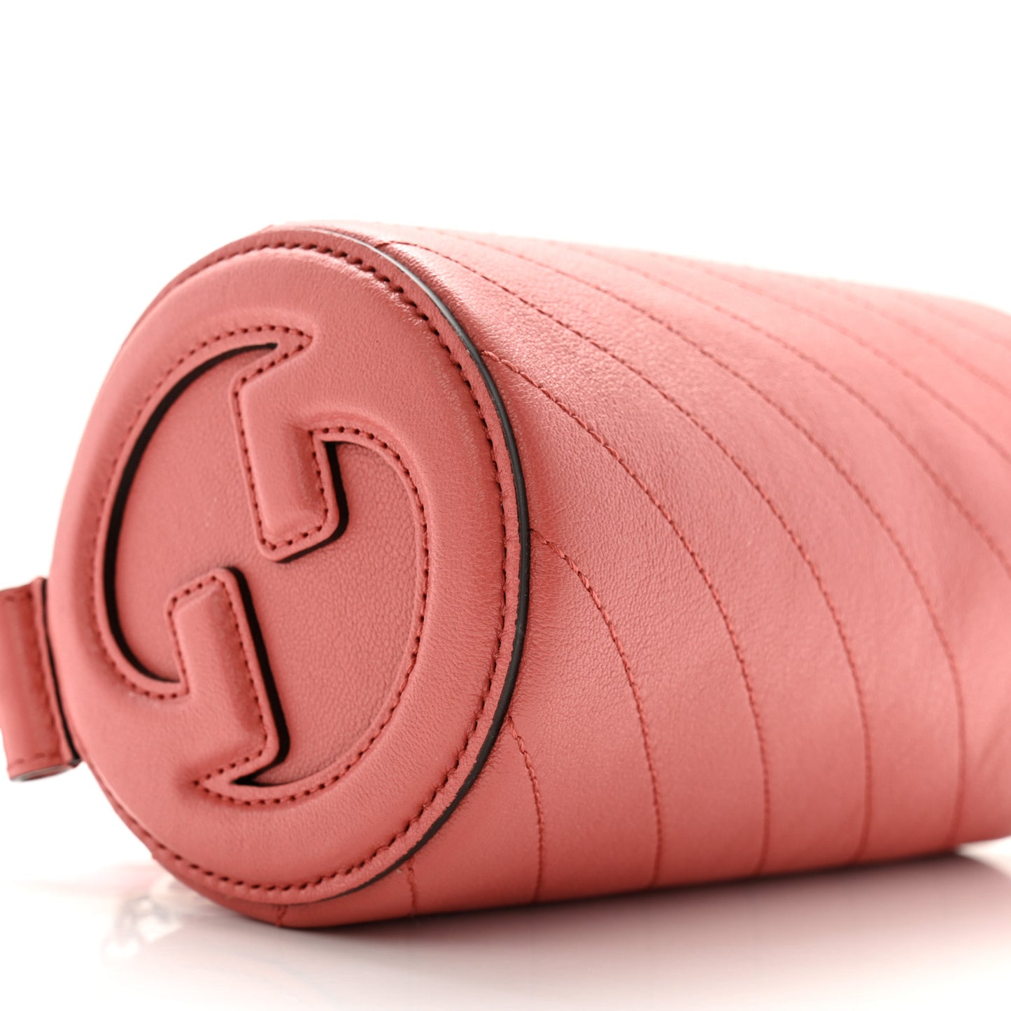 Sakai Be Green Calfskin Diagonal Stitched Mini Blondie Barrel Shoulder Bag Pink