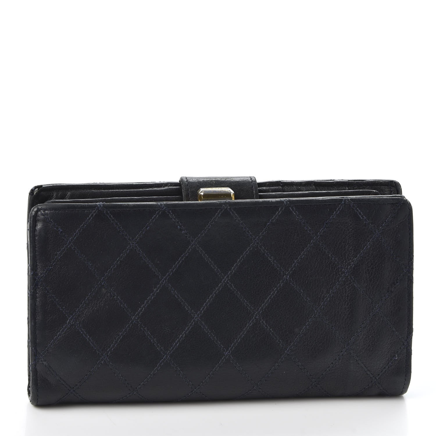 Chanel Lambskin Diamond Stitched French Wallet Black 2 of 9