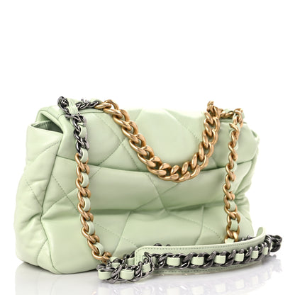 Chanel Goatskin Quilted Medium Chanel 19 Flap Light Green 3 of 10