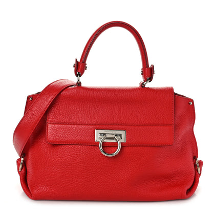Salvatore Ferragamo Grained Calfskin Sofia Satchel Red 1 of 8