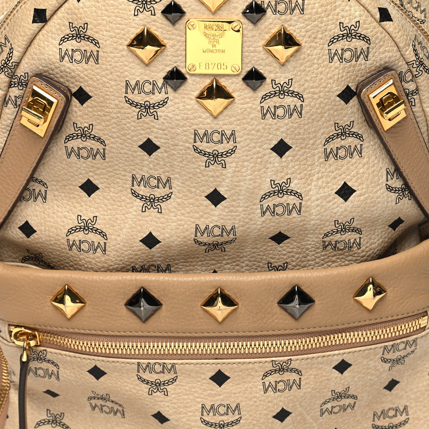 Visetos Medium Studded Dual Stark Backpack Beige
