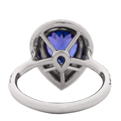 Tiffany Platinum Diamond Tanzanite Soleste Pear Cut Ring 56 7.75 4 of 5