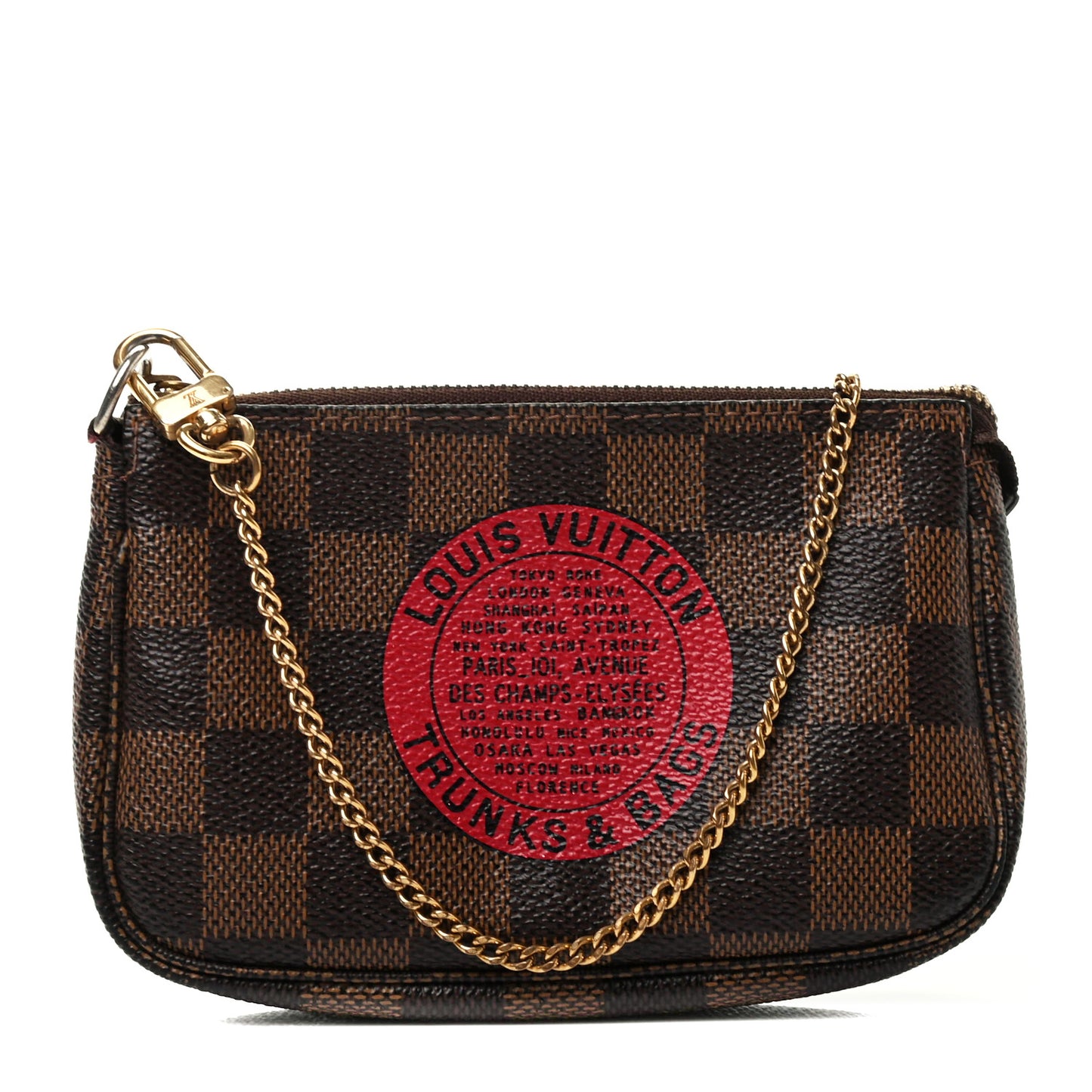 Damier Ebene Complice Trunks and Bags Mini Pochette Accessories Red