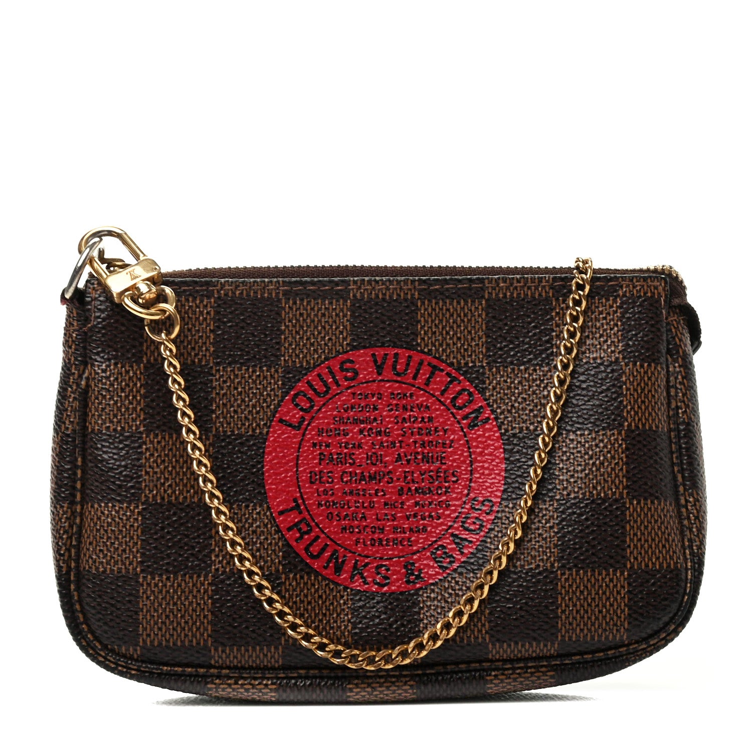 Louis Vuitton Damier Ebene Complice Trunks and Bags Mini Pochette Accessories Red 1 of 9