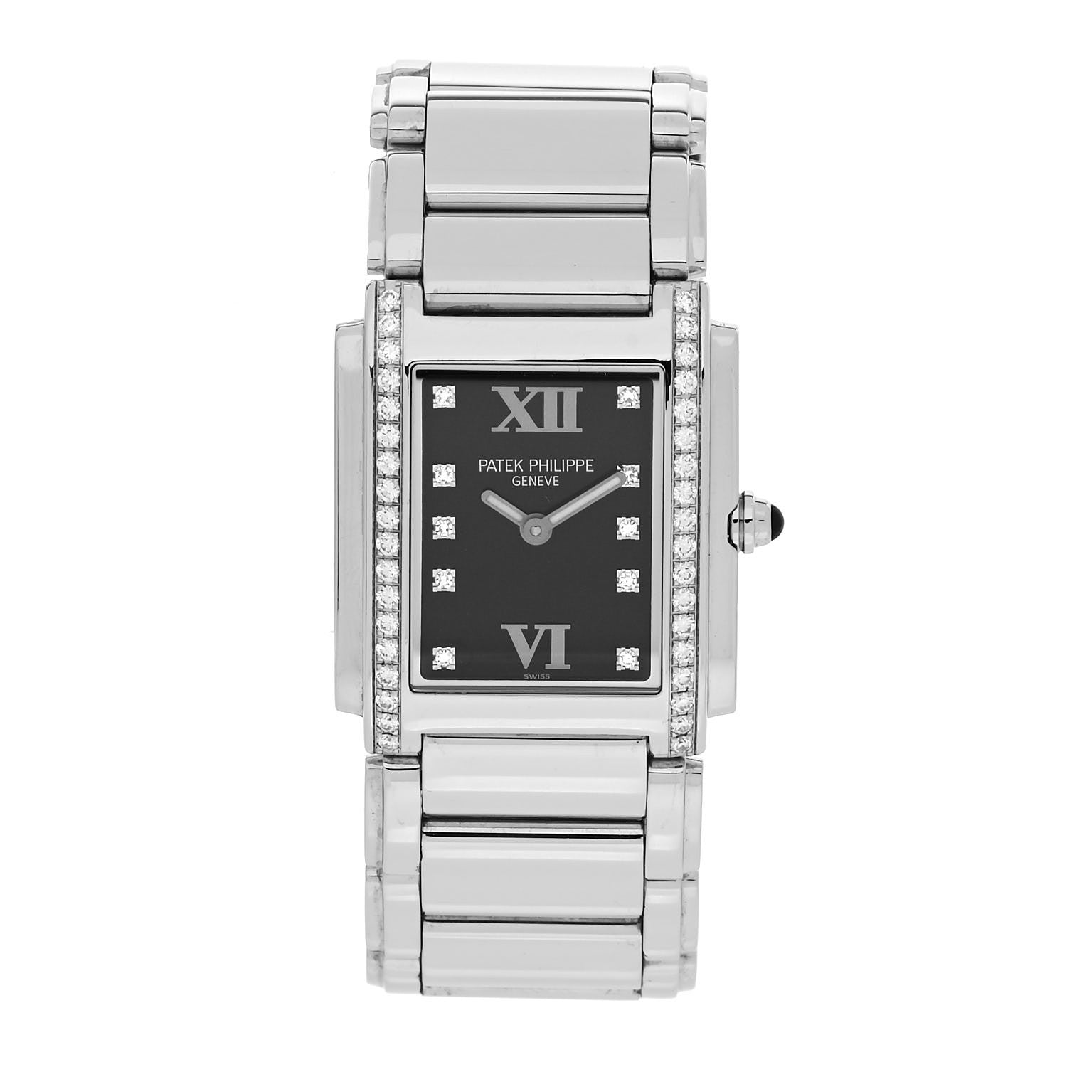 Patek Philippe Stainless Steel Diamond 25mm Twenty-4 Quartz Watch Black 4910/10A-001 1 of 5