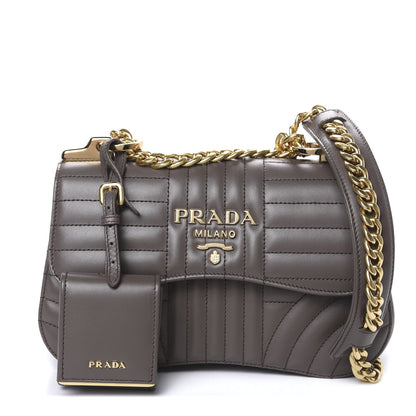 Prada Soft Calf Impunture Diagramme Flap Shoulder Bag Bambu 1 of 8