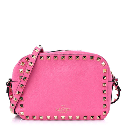 Valentino Garavani Pebbled Calfskin Rockstud Camera Crossbody Bag Peony 1 of 6
