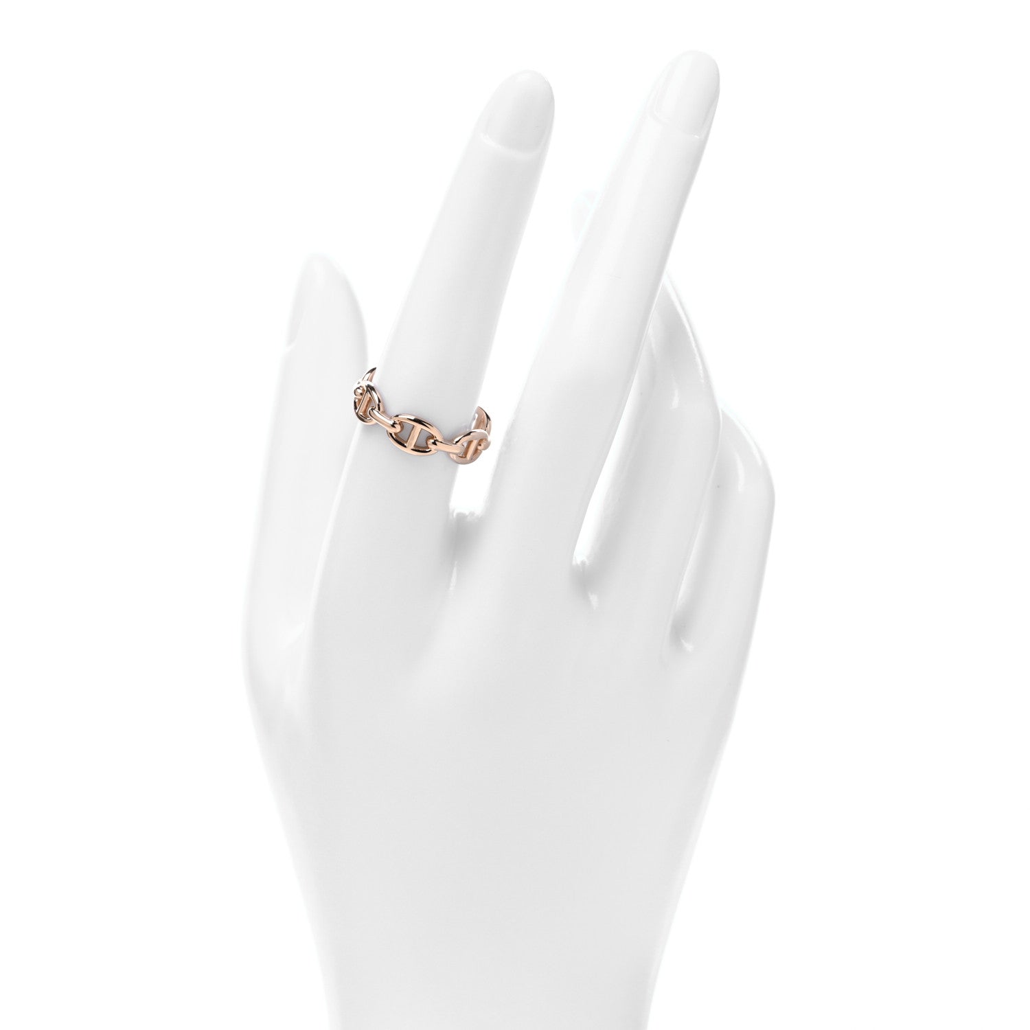 Hermes 18K Rose Gold PM Chaine d'Ancre Enchainee Ring 56 7.5 2 of 5