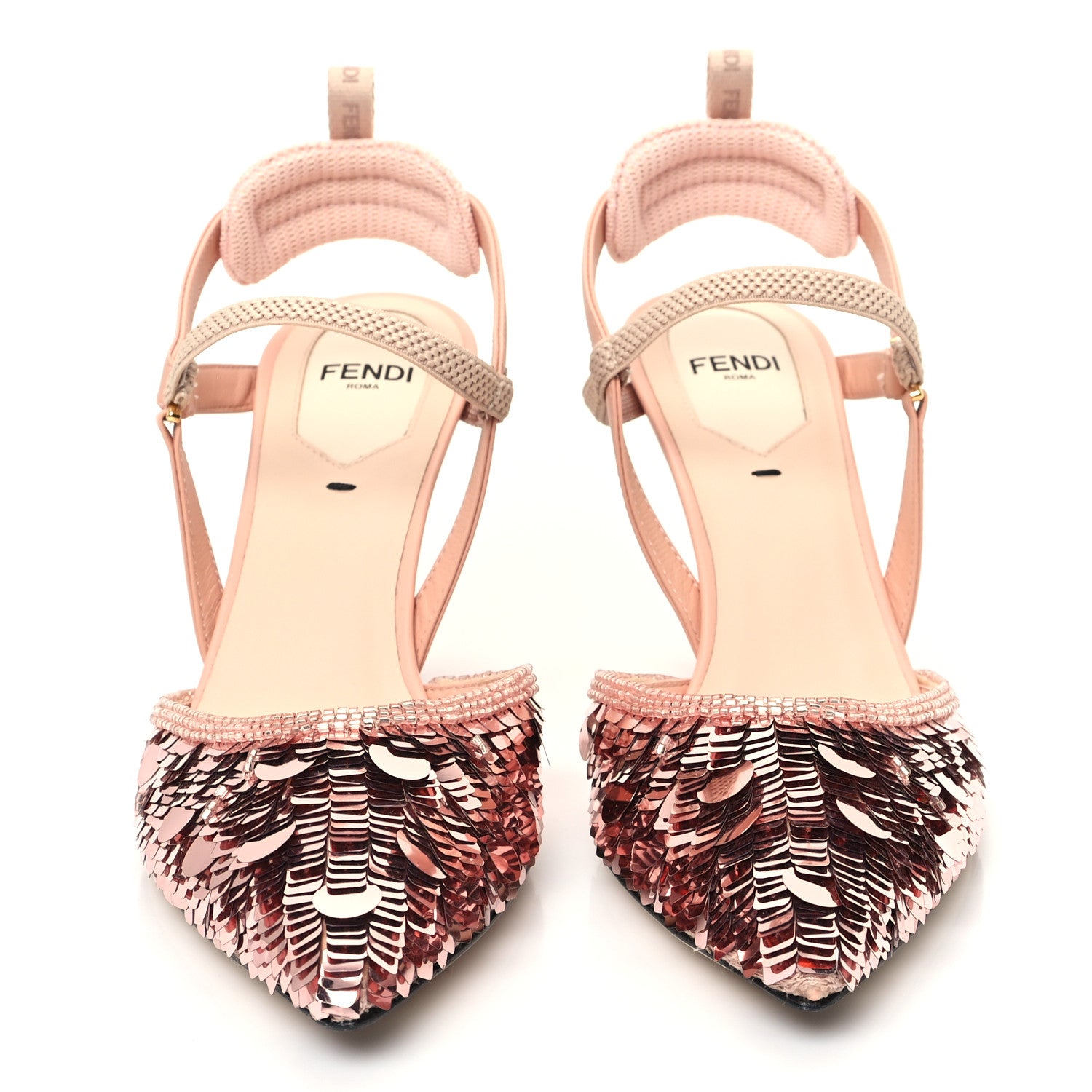 Fendi Organza Sequin Paillettes Colibri Lite 85mm Slingback Pumps 36.5 Nudo Baby Pink 3 of 9