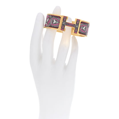 Hermes Enamel Printed Wide Grand Apparat Clic Clac H Bracelet PM Crepuscule Violet 2 of 5