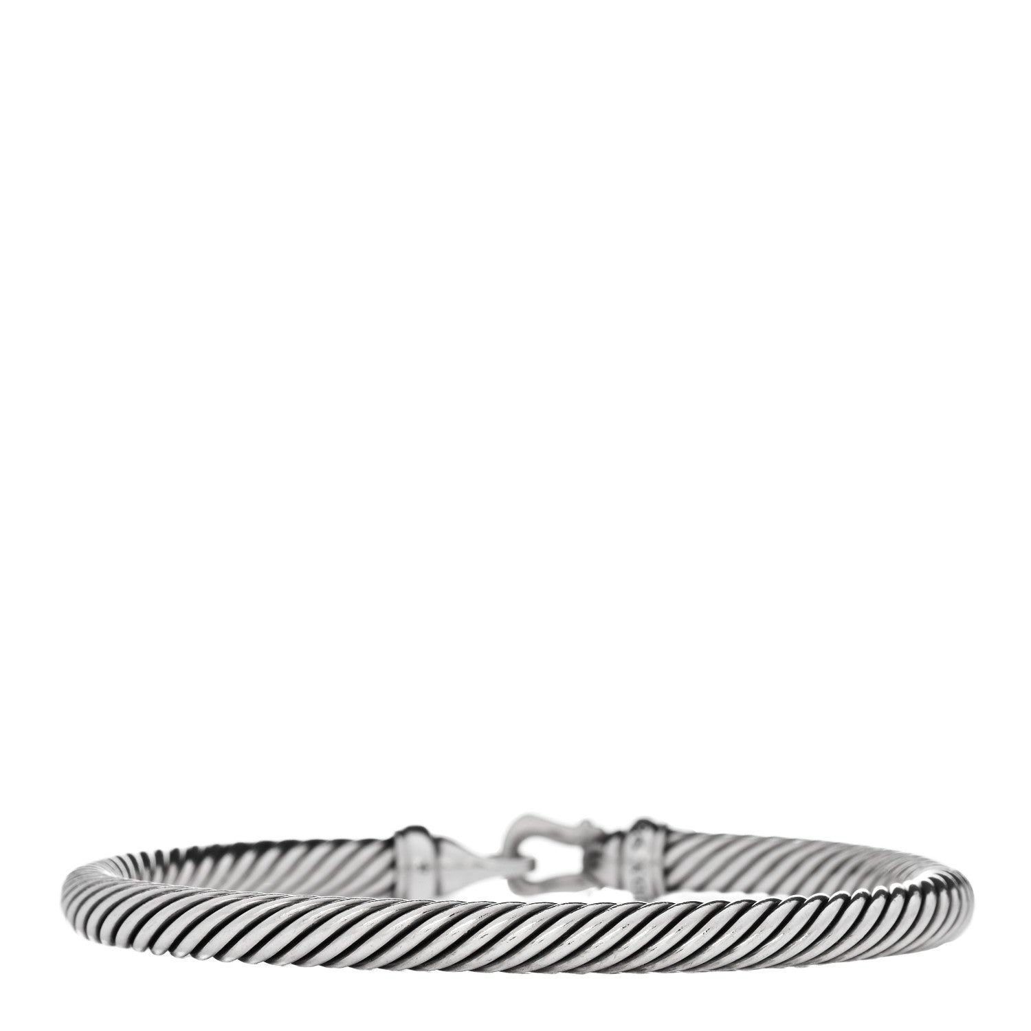 David Yurman Sterling Silver Diamond 5mm Cable Buckle Bracelet 2 of 3