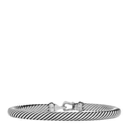 David Yurman Sterling Silver Diamond 5mm Cable Buckle Bracelet 2 of 3
