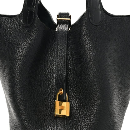 Hermes Taurillon Clemence Matte Alligator Picotin Lock Touch 18 PM Black 8 of 10