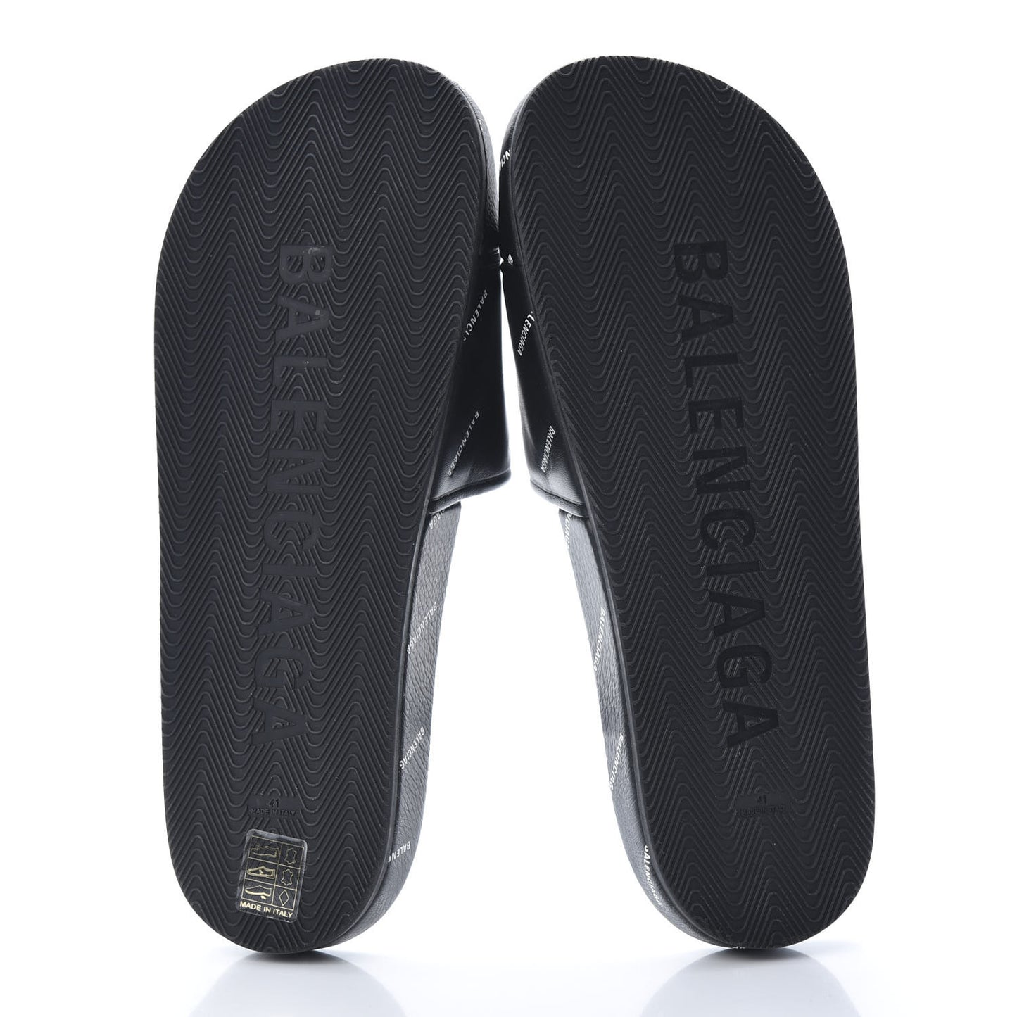 Nappa Allover Logo Embossed Womens Pool Slide Sandals 41 Black White