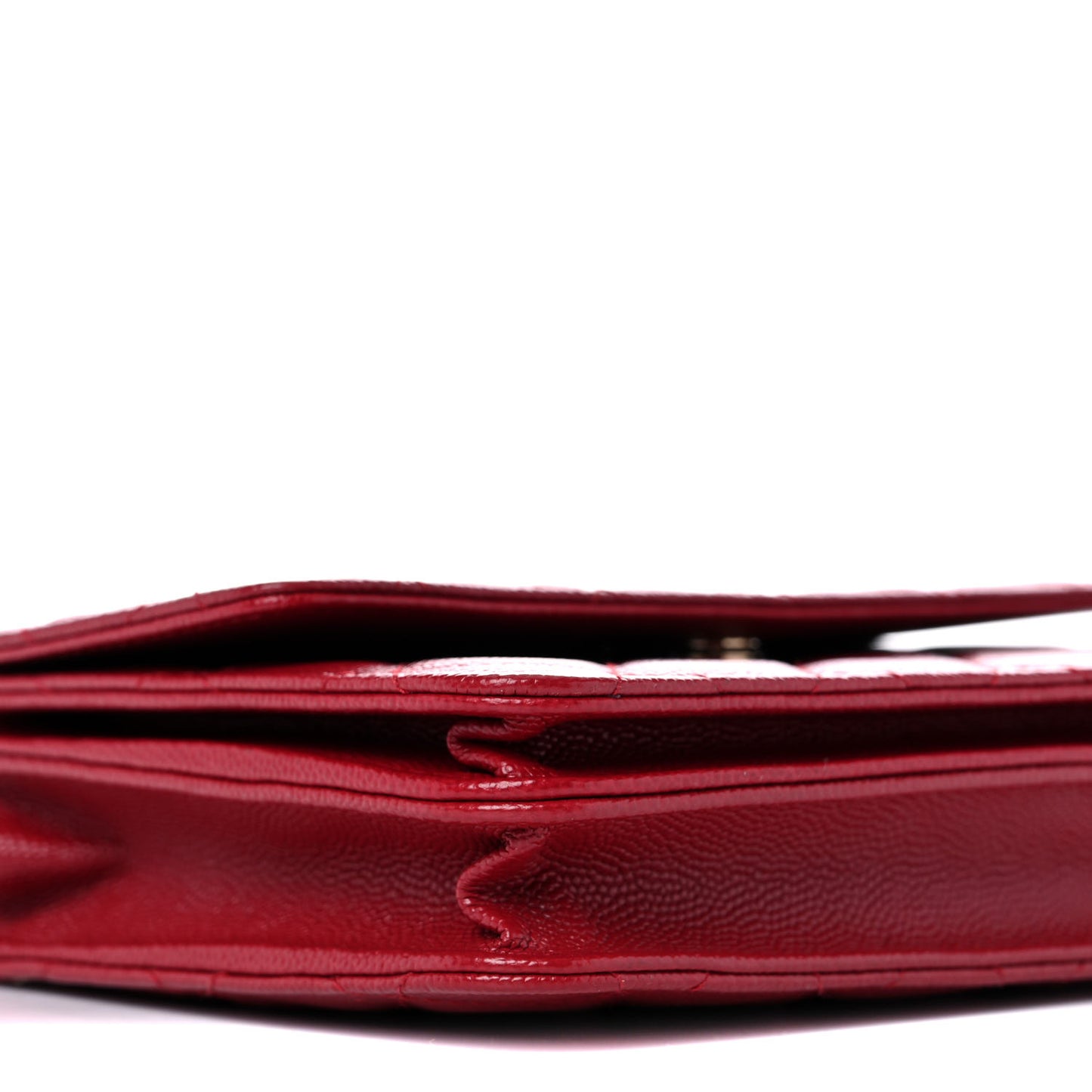 Caviar Quilted Square Wallet On Chain WOC Dark Red