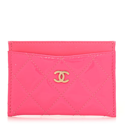Chanel Patent Quilted Card Holder Pink 1 of 11