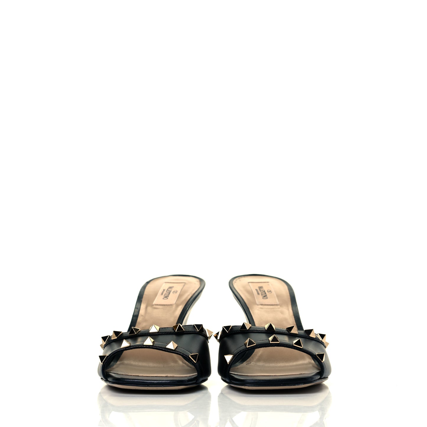 Calfskin Rockstud Wedge Sandals 41 Black