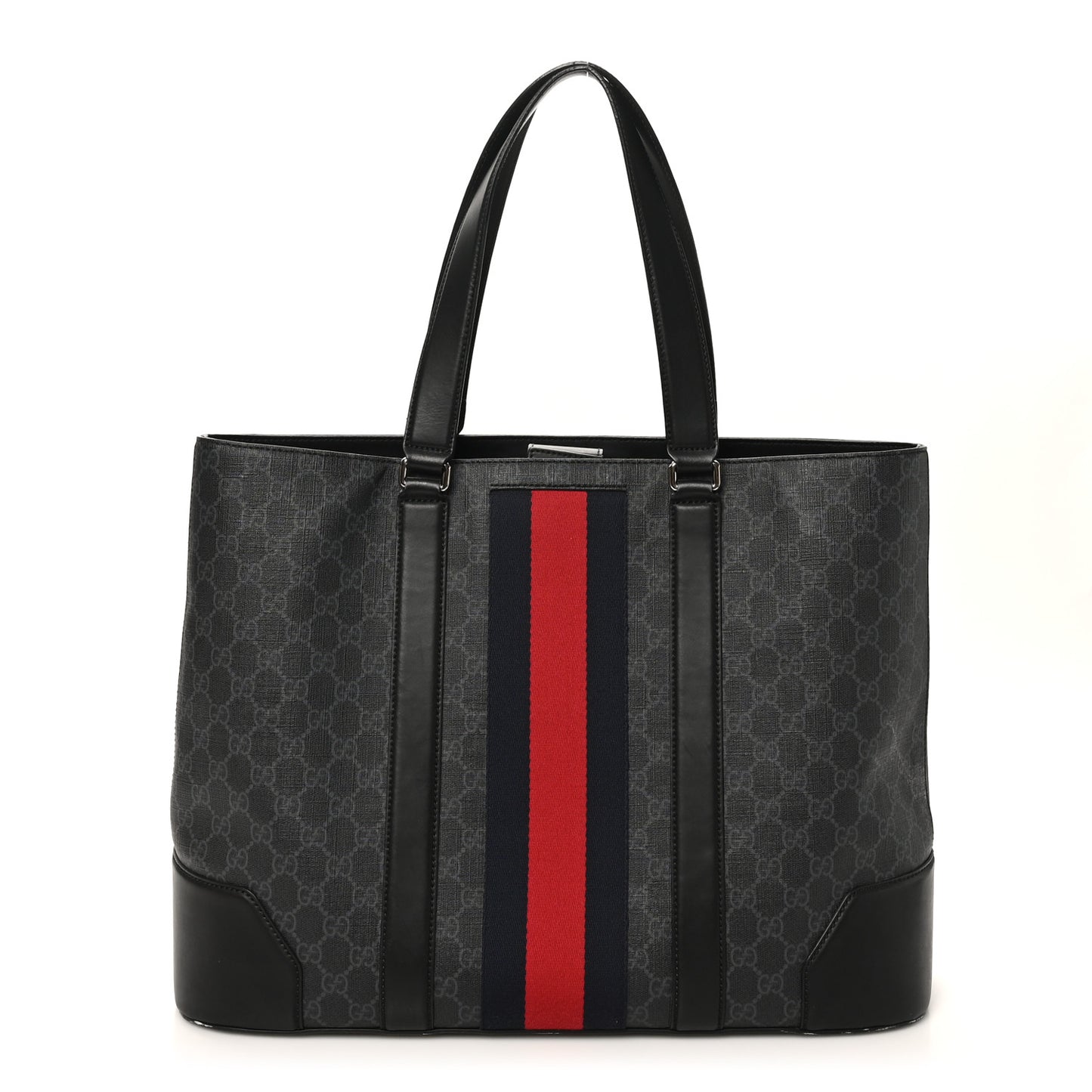 GG Supreme Monogram Web Tote Black Grey