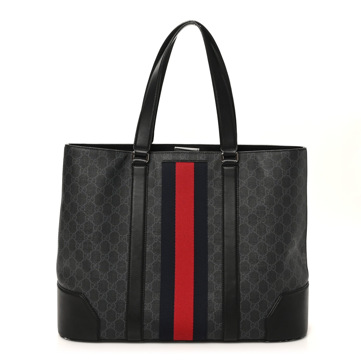 Gucci GG Supreme Monogram Web Tote Black Grey 1 of 12