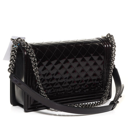 Chanel Patent Quilted New Medium Boy Flap Black 3 of 9