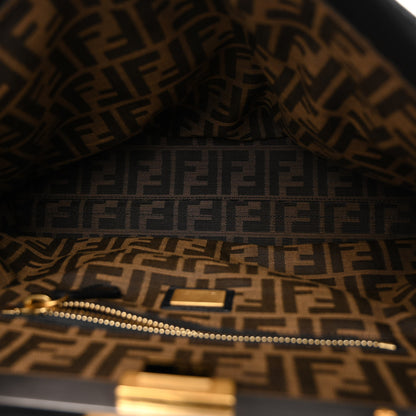 Fendi Goatskin Zucca Large Peekaboo Iconic Satchel Black Tobacco 6 of 10