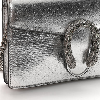 Gucci Metallic Calfskin Crystal Super Mini Dionysus Shoulder Bag Silver 14 of 14