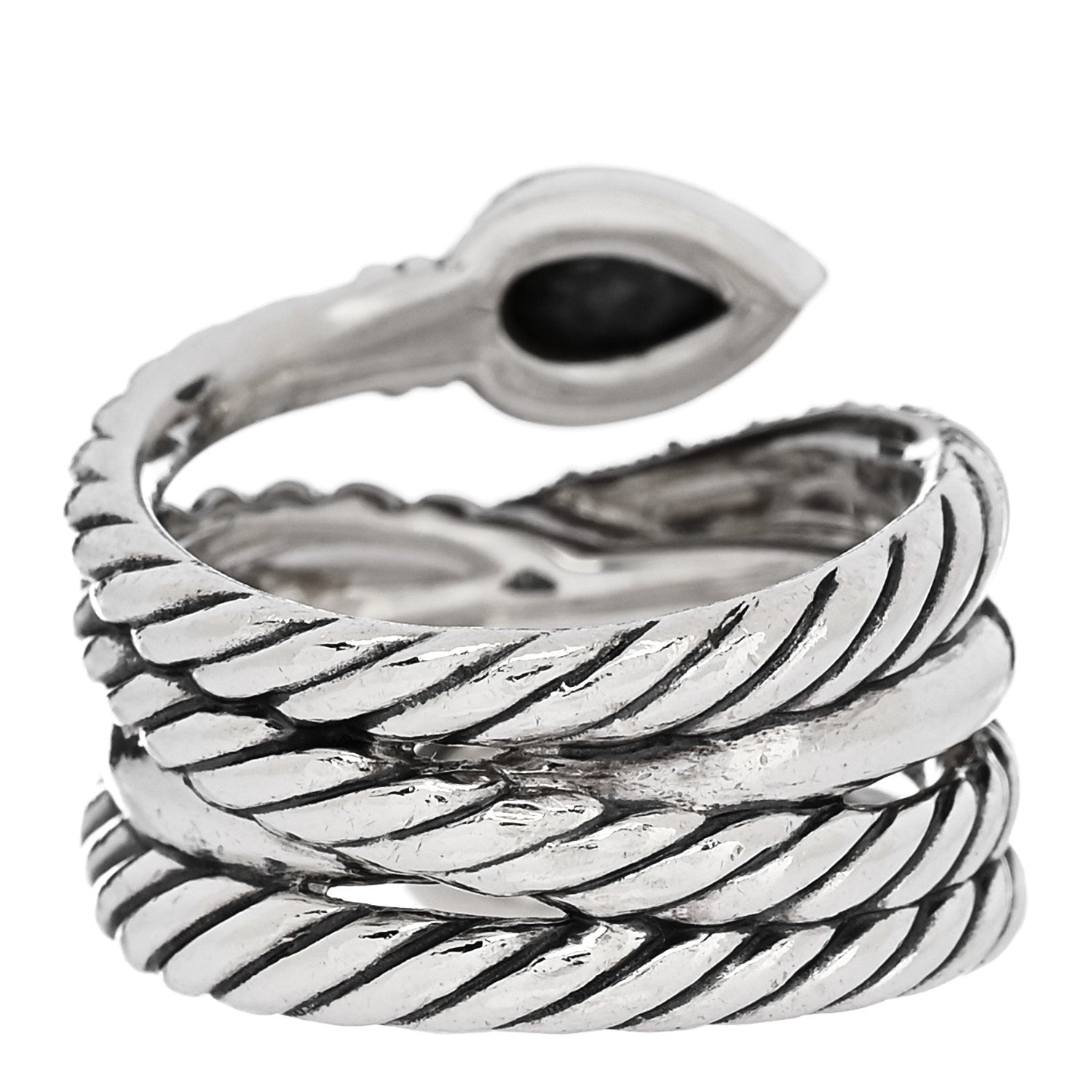 David Yurman Sterling Silver Diamond Hematite Mother of Pearl Doublet Grisaille Crossover Ring 54 7 3 of 4