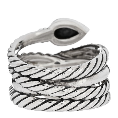 David Yurman Sterling Silver Diamond Hematite Mother of Pearl Doublet Grisaille Crossover Ring 54 7 3 of 4