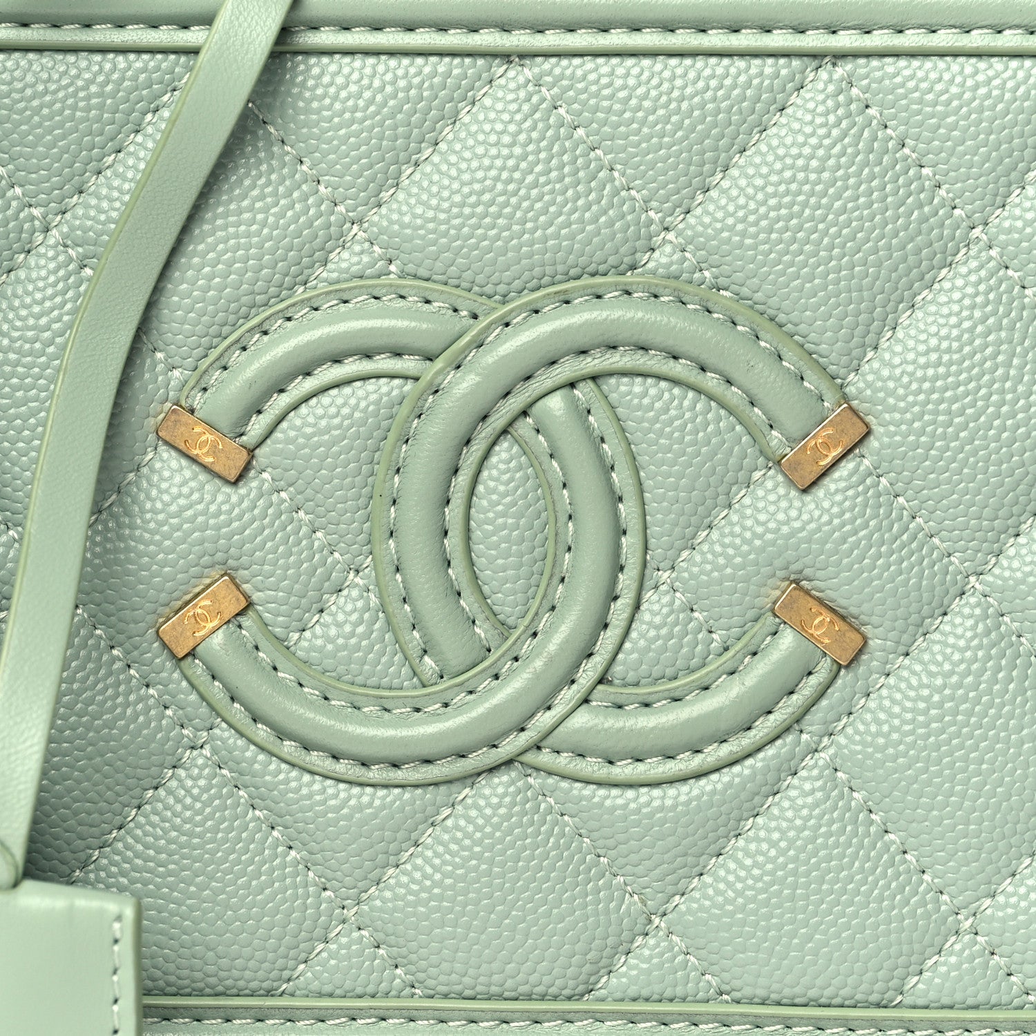 Chanel Caviar Quilted Small CC Filigree Vanity Case Mint 7 of 9