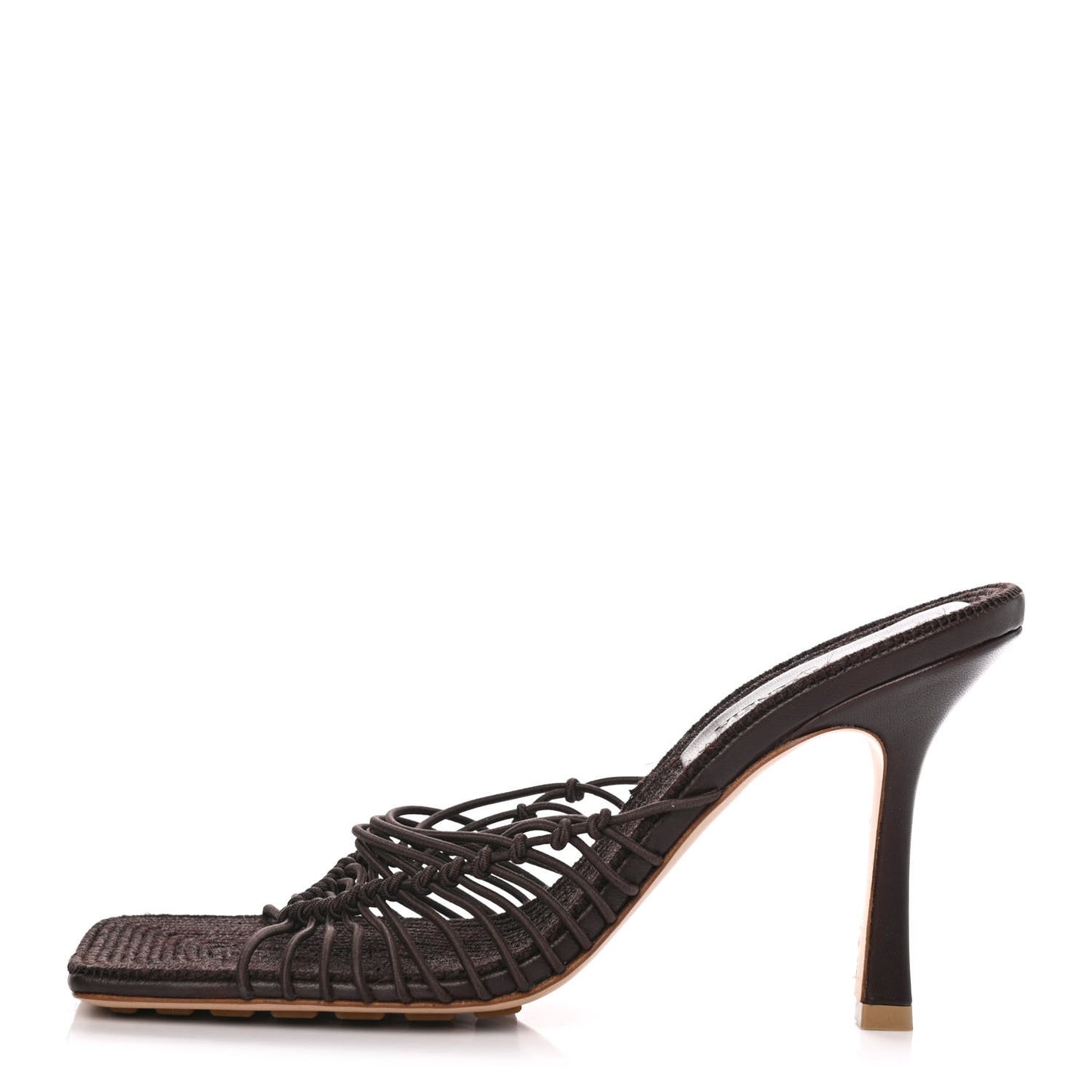 Raffia Elasticized Stretch Mule Sandals 38.5 Bitter Chocolate