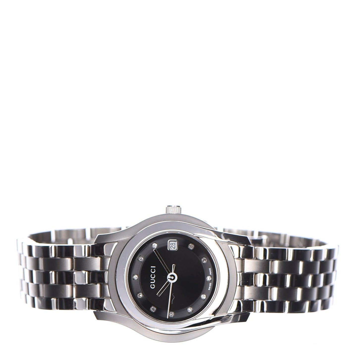 Stainless Steel Diamond 27mm 5500L Quartz Watch Black