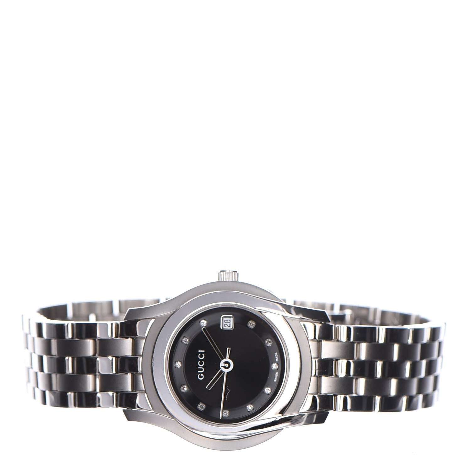 Gucci Stainless Steel Diamond 27mm 5500L Quartz Watch Black 3 of 6