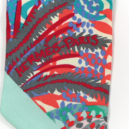 Hermes Silk Under The Waves Twilly Vert D Eau Jaune Soufre Rose 2 of 4
