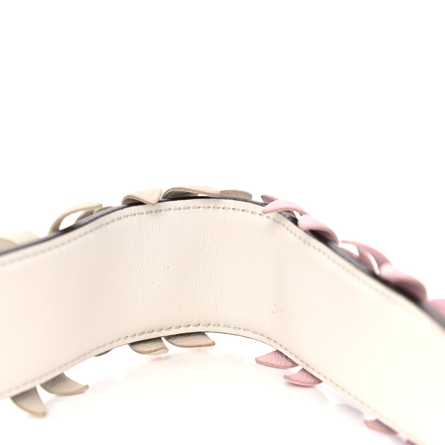 Calfskin Studded Floral Strap You White Lavender Peony