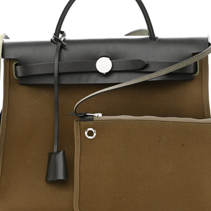 Hermes Vache Hunter Toile Herbag Zip 31 PM Khaki 7 of 10