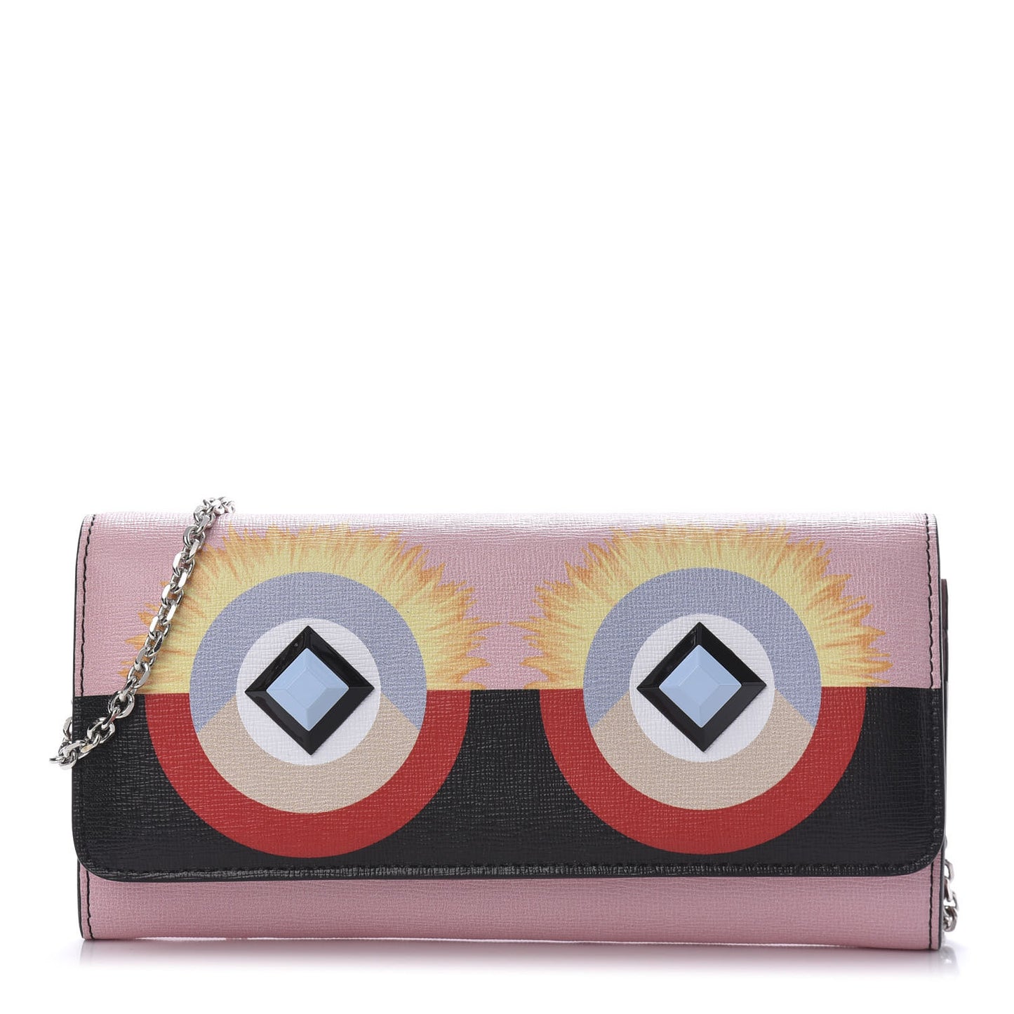 Vitello Elite Century Hypnoteyes Studded Continental Wallet On Chain Bubblegum Multicolor