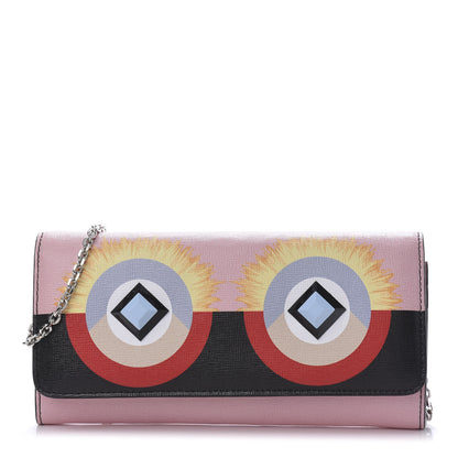 Fendi Vitello Elite Century Hypnoteyes Studded Continental Wallet On Chain Bubblegum Multicolor 1 of 9