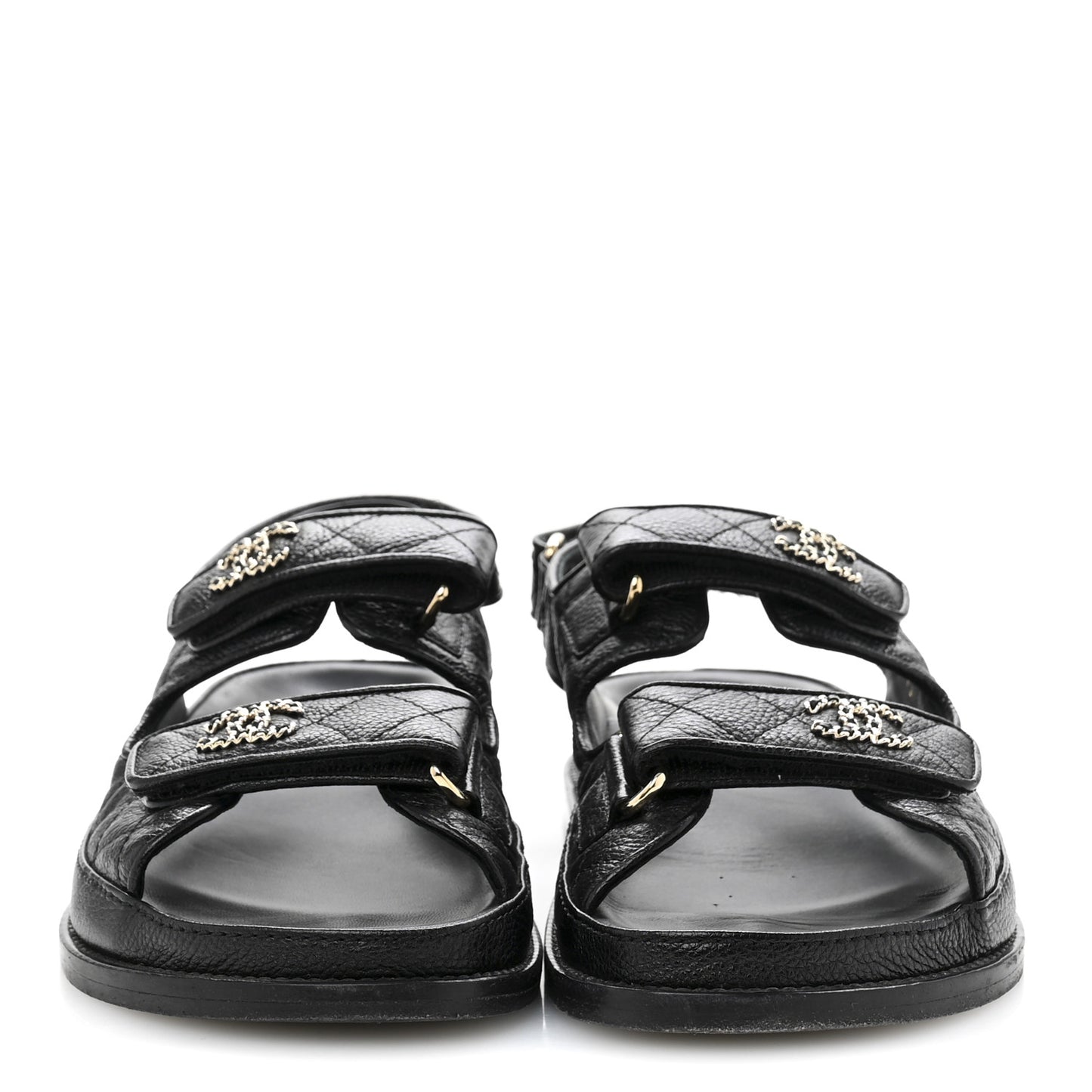 Grained Calfskin Velcro Dad Sandals 37.5 Black