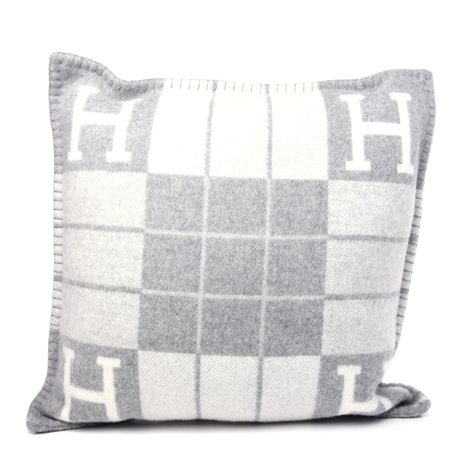 Hermes Wool Cashmere Avalon III Pillow PM Ecru Gris Clair 1 of 5