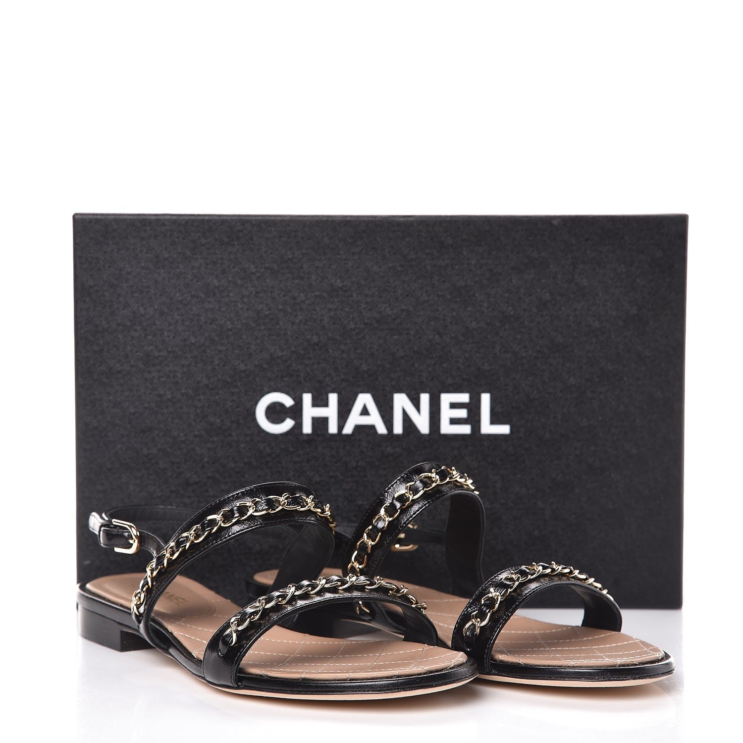 Chanel Lambskin CC Chain Sandals 36 Black 8 of 8